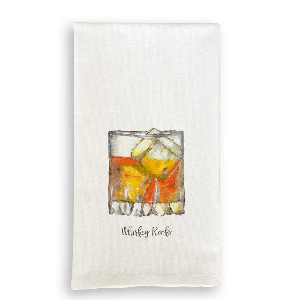 NEW French Graffiti Dish Towel - Whiskey Rocks